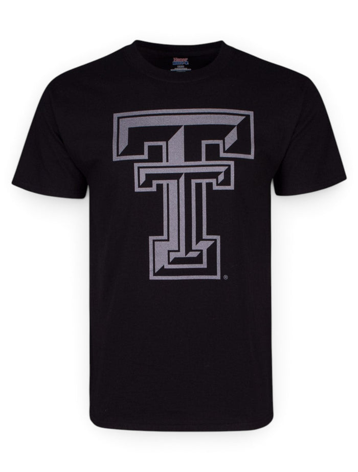 Texas Tech Black Diamond Double T Reflective Black T-Shirt – Front view