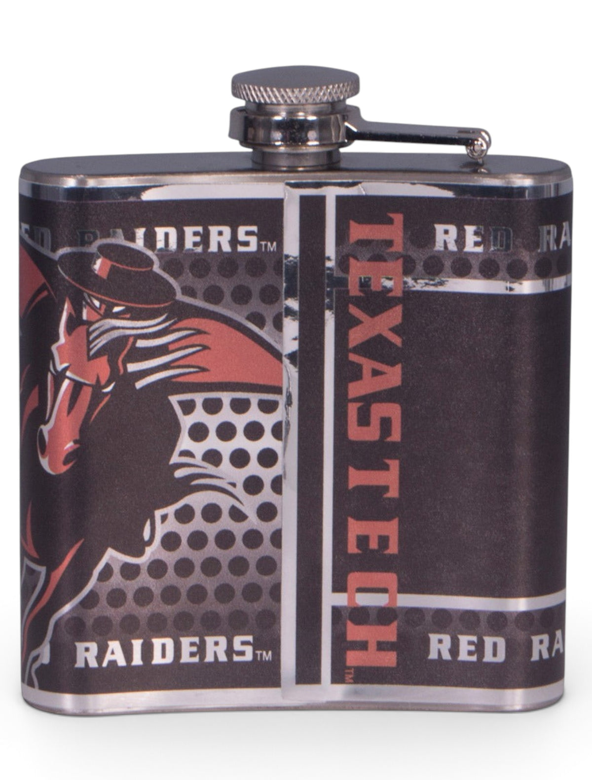 Texas Tech Black Metallic Graphics Wrap Flask – Back view