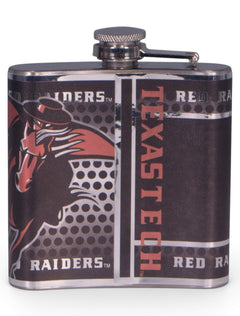 Texas Tech Black Metallic Graphics Wrap Flask – Back view