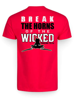 Texas Tech Breaking the Horns of the Wicked Red T-Shirt – Front view