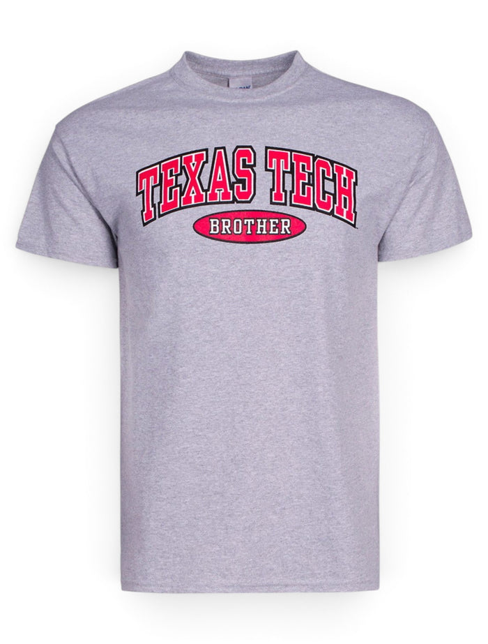 Texas Tech Brother in Oval on Heather-Grey T-Shirt – Front view