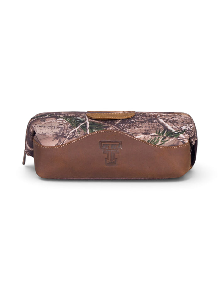Texas Tech Camo Leather Double T Travel Kit – Front view