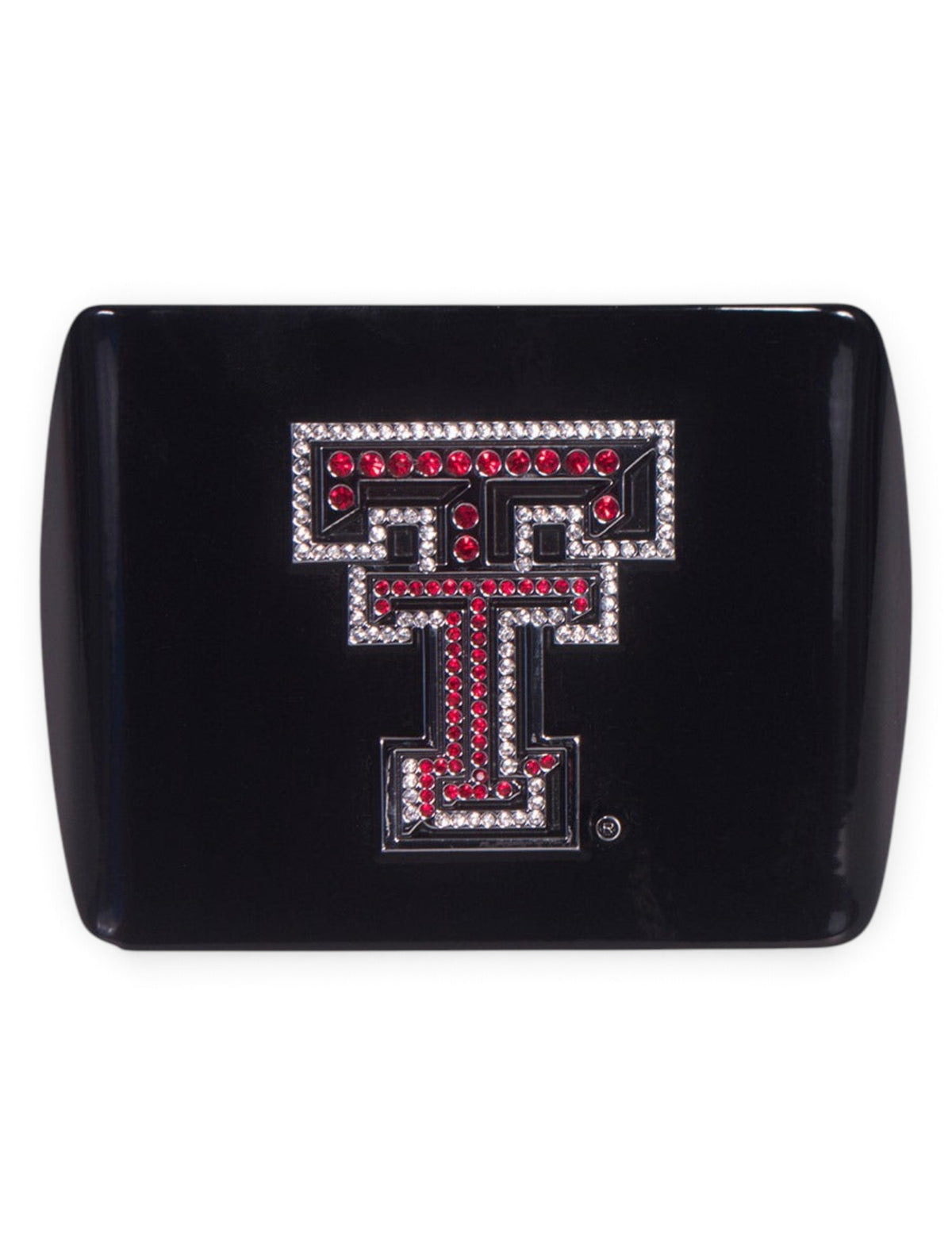 Texas Tech Chrome and Red Rhinestone Double T on Black Hitch Cover – In room