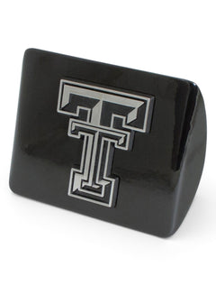 Texas Tech Chrome Double T on Black Hitch Cover – Front view
