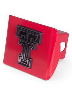Texas Tech Chrome Double T on Red Hitch Cover – Front view