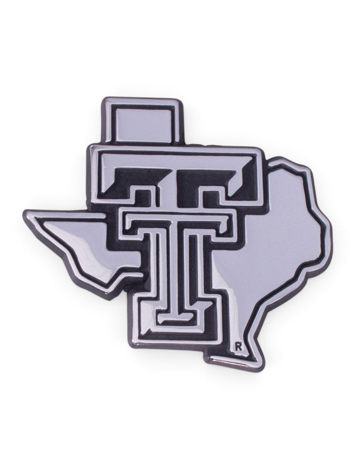 Texas Tech Chrome Lone Star Pride Car Emblem – Front view