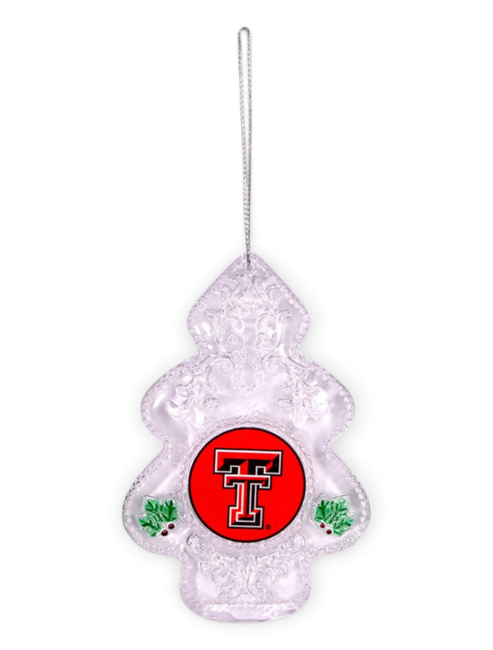 Texas Tech Clear Christmas Tree Ornament – Front view
