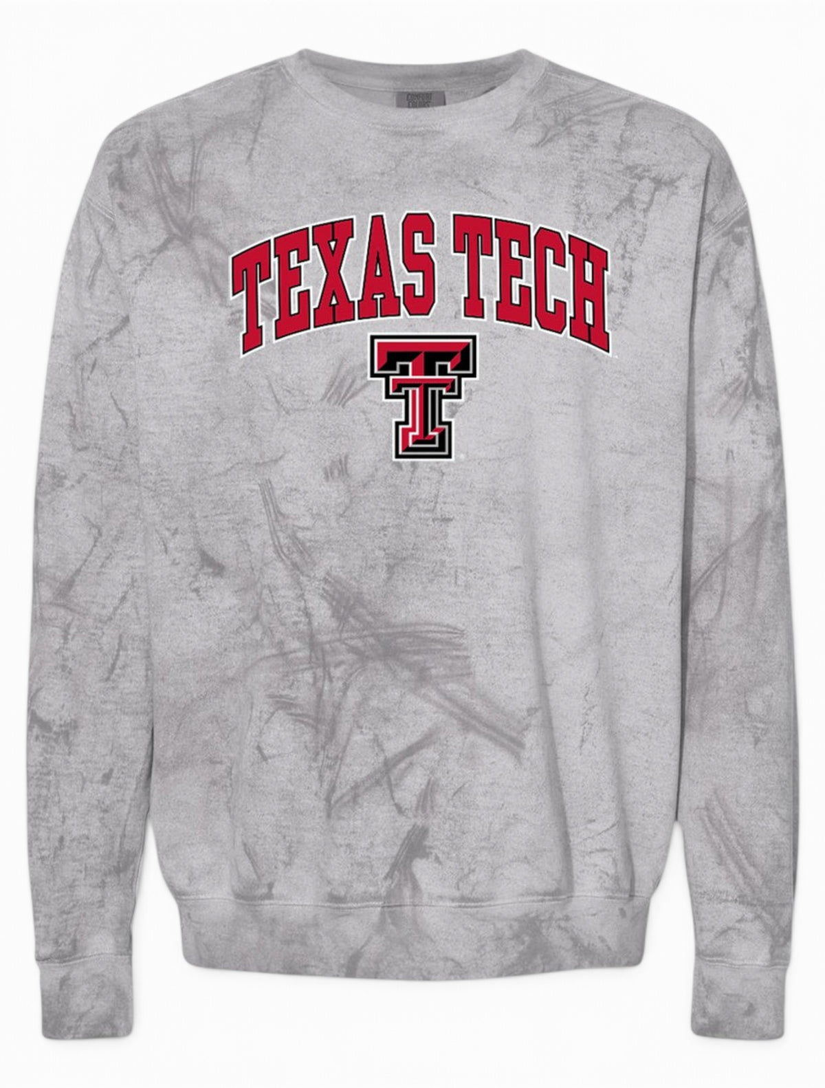 Texas Tech Color Blast Arch Over Double T Sweatshirt – Front view
