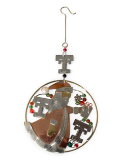 Texas Tech Copper Santa with Present Ornament – Front view