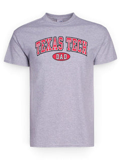Texas Tech Dad in Oval on Heather Grey T-Shirt – Front view