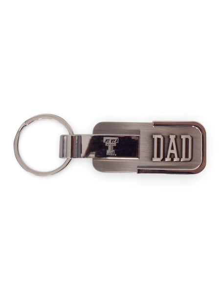 Texas Tech Dad Metal Engraved Keychain – Front view