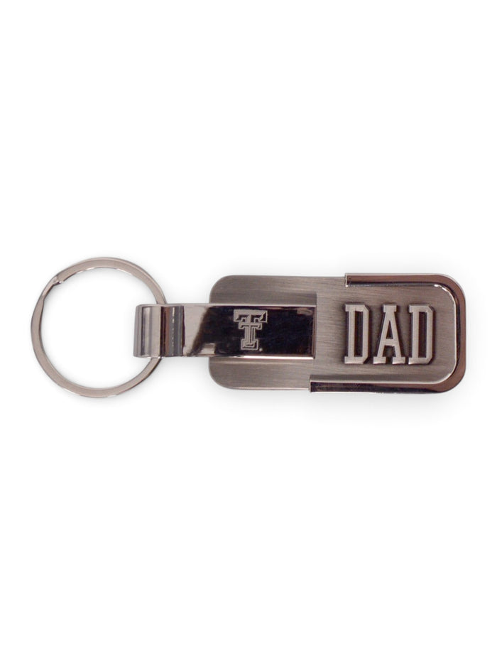 Texas Tech Dad Metal Engraved Keychain – Front view