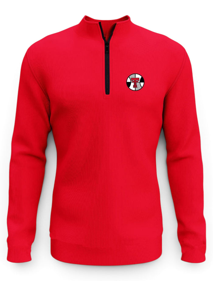 Texas Tech Dark Horse "Basketball Insider" RED Quarter-Zip MEN'S Pullover – Front view