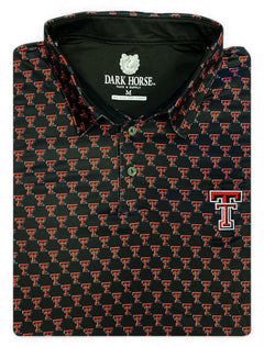 Texas Tech Dark Horse "Double T" Premium Black Men's Polo – Front view