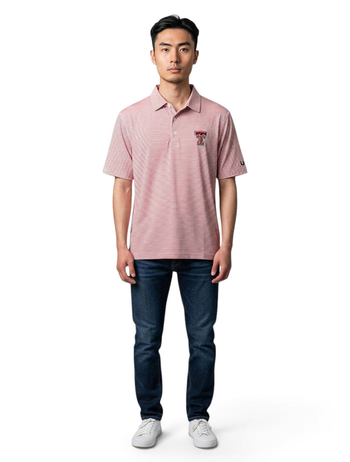 Texas Tech Dark Horse "Red Mini Stripe" Premium Men's Polo