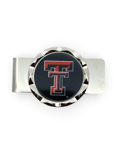 Texas Tech "Diamond Cut" Metal Money Clip – Front view