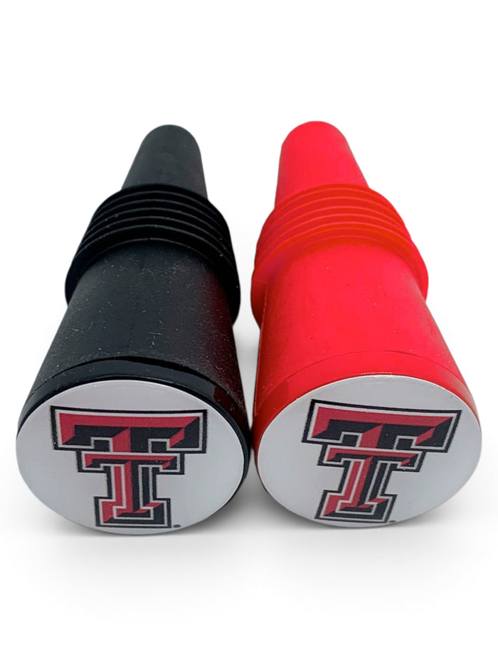 Texas Tech Double T 2 Pack Wine Bottle Stopper – Front view