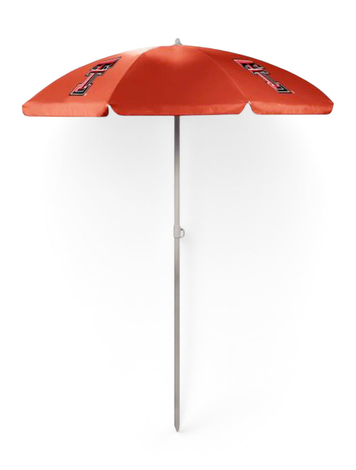 Texas Tech Double T 5.5 Ft. Portable Beach Umbrella – Red front view