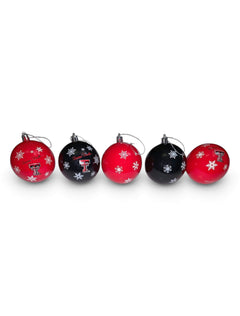 Texas Tech Double T 5-Pack Shatterproof Ornament Set – Front view