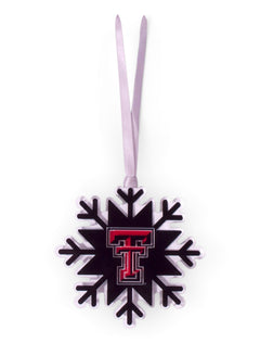 Texas Tech Double T Acrylic Snowflake Ornament – Front view