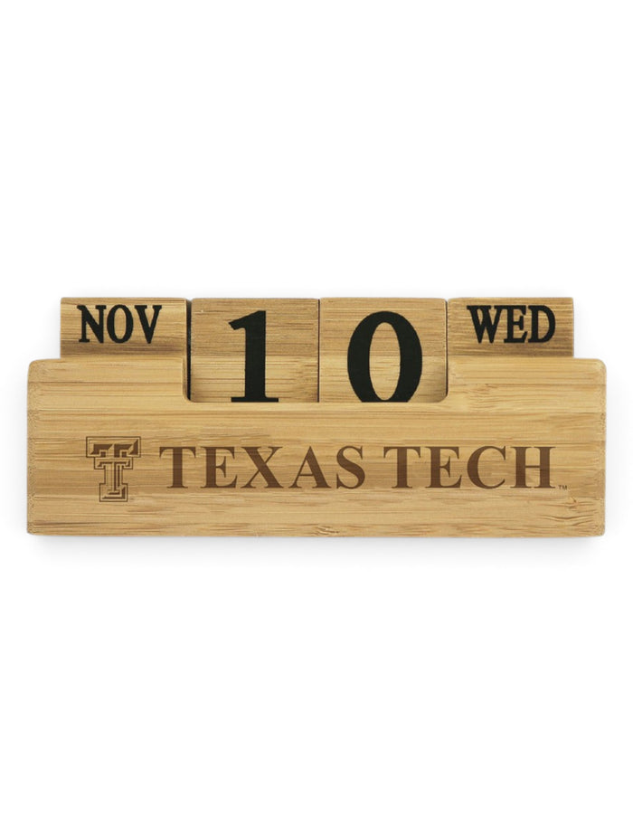 Texas Tech Double T Bamboo Perpetual Calender – Front view