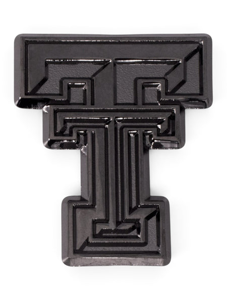 Texas Tech Double T Black & Chrome Car Emblem – Front view