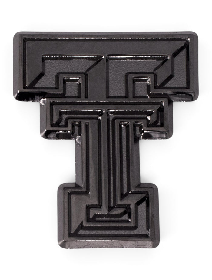 Texas Tech Double T Black & Chrome Car Emblem – Front view