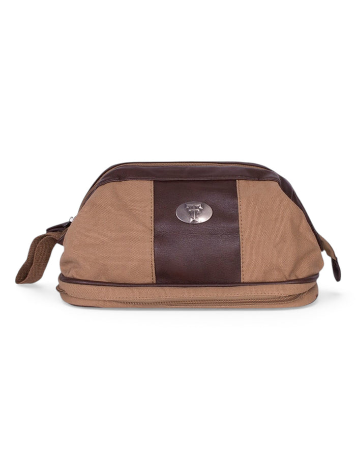 Texas Tech Double T Brown Canvas Travel Bag – Front view