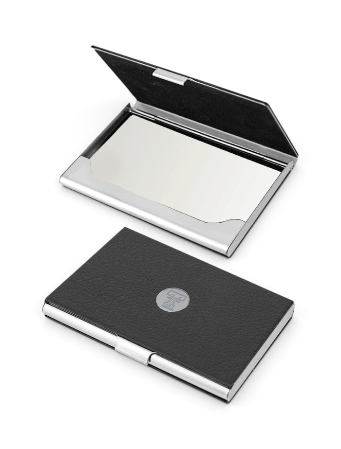 Texas Tech Double T Business Card Holder with Medallion – Front view
