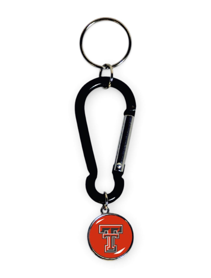 Texas Tech Double T Carabiner Dome Charm Keychain – Front view