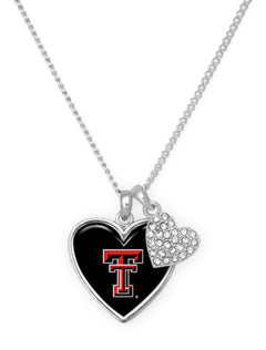 Texas Tech Double T Double Heart "Amara" Necklace – Front view