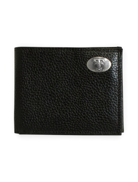 Texas Tech Double T Emblem on Leather Wallet – Front view