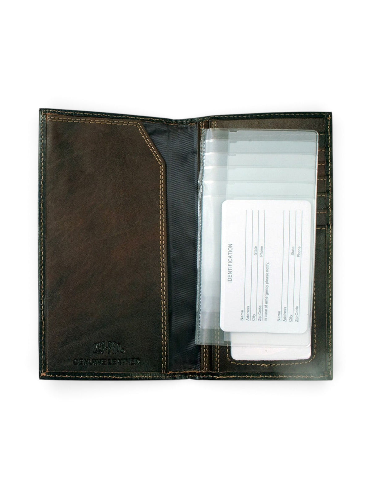 Texas Tech Double T Emblem on Roper Moss Green Canvas Wallet – Detail