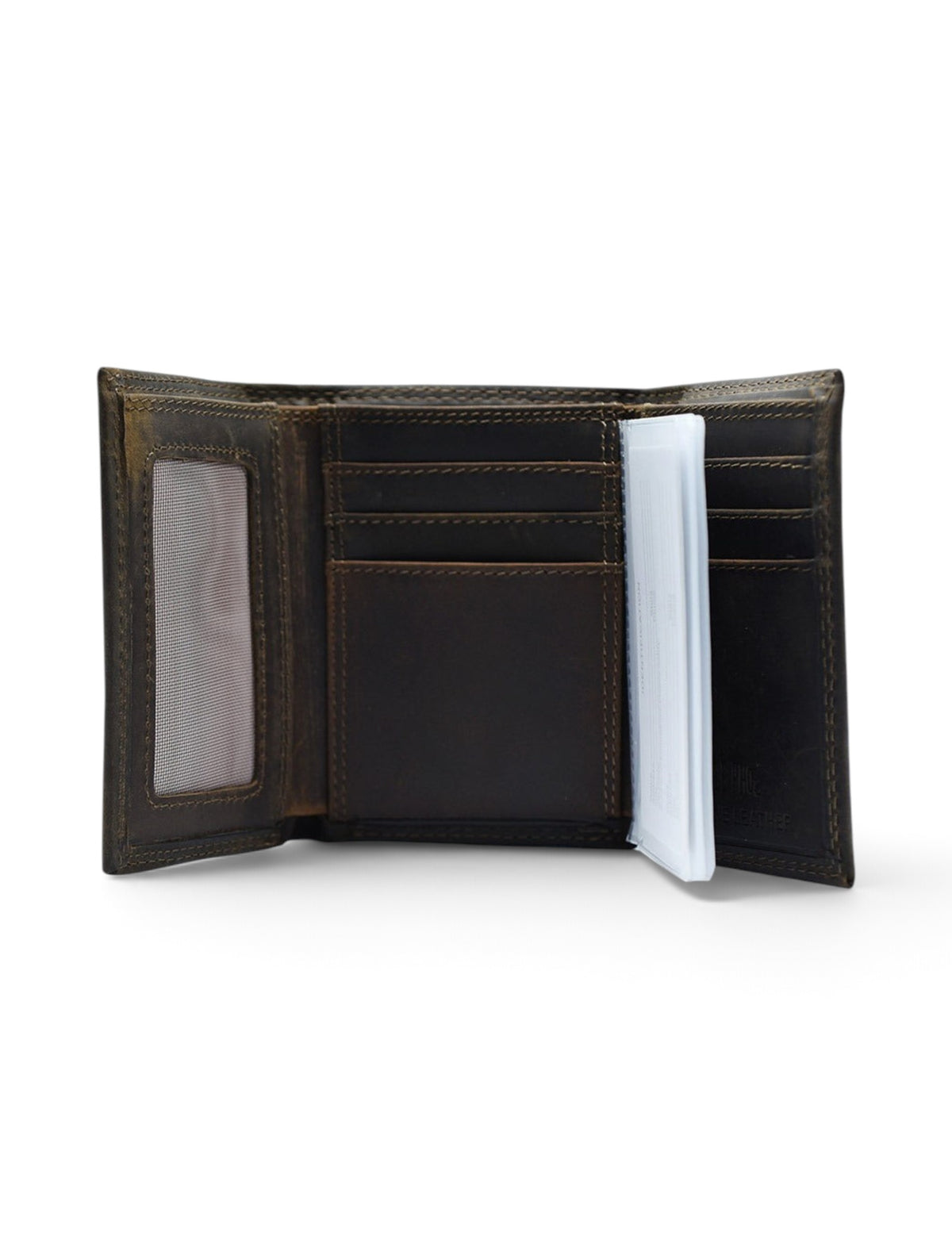 Texas Tech Double T Emblem on Trifold Leather Wallet – Back view