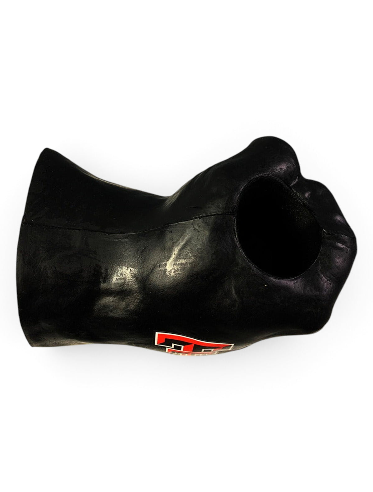 Black foam Texas Tech Fan Fist from above, showing the drink holder opening recessed into the top of the fist
