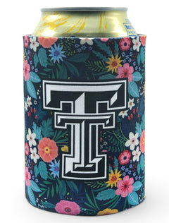 Texas Tech Double T Floral Garden Can Cooler – Back view