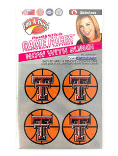 Texas Tech Double T Glitter Basketball Body Sticker – Front view