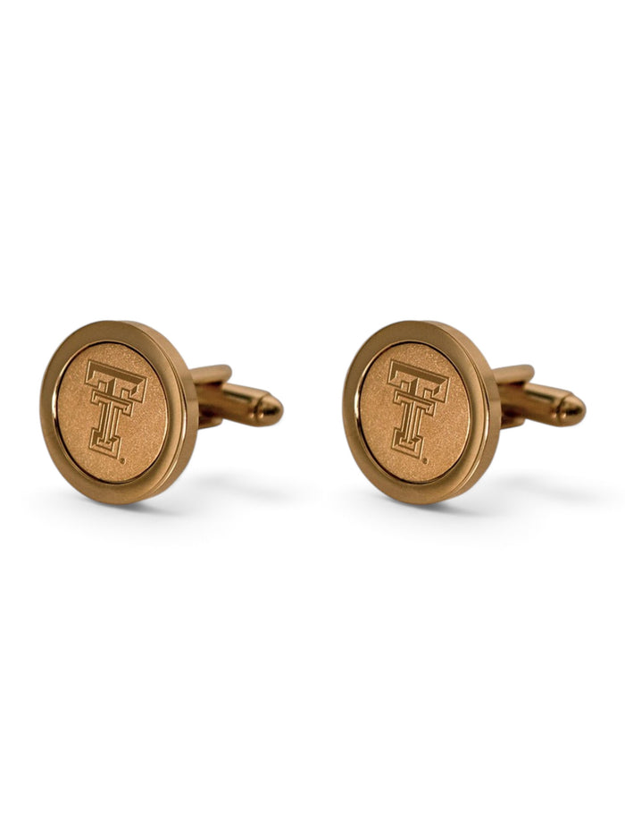 Texas Tech Double T Gold Cufflinks – Front view