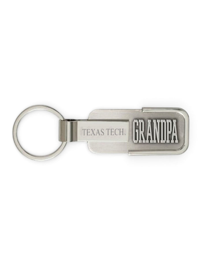 Texas Tech Double T Grandpa Metal Engraved Keychain – Front view