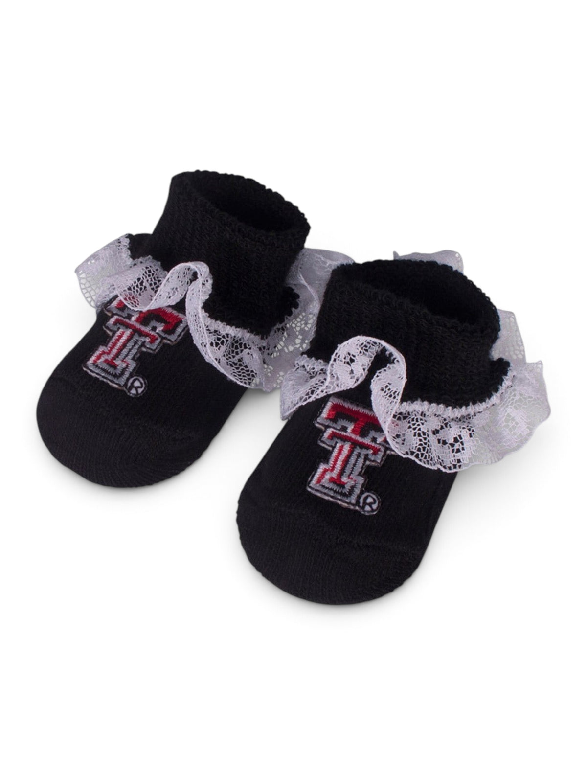 Texas Tech Double T Lace Black INFANT Booties – Side view