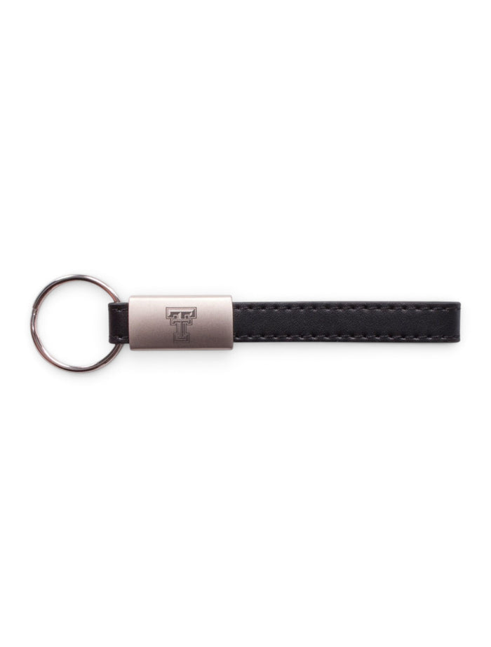 Texas Tech Double T Leather Strap Keychain – Front view