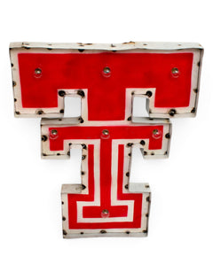 Texas Tech Double T Lighted Rustic Metal Sign – In use