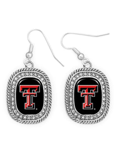 Texas Tech Double T "Madison" Rhinestone Earrings – Front view
