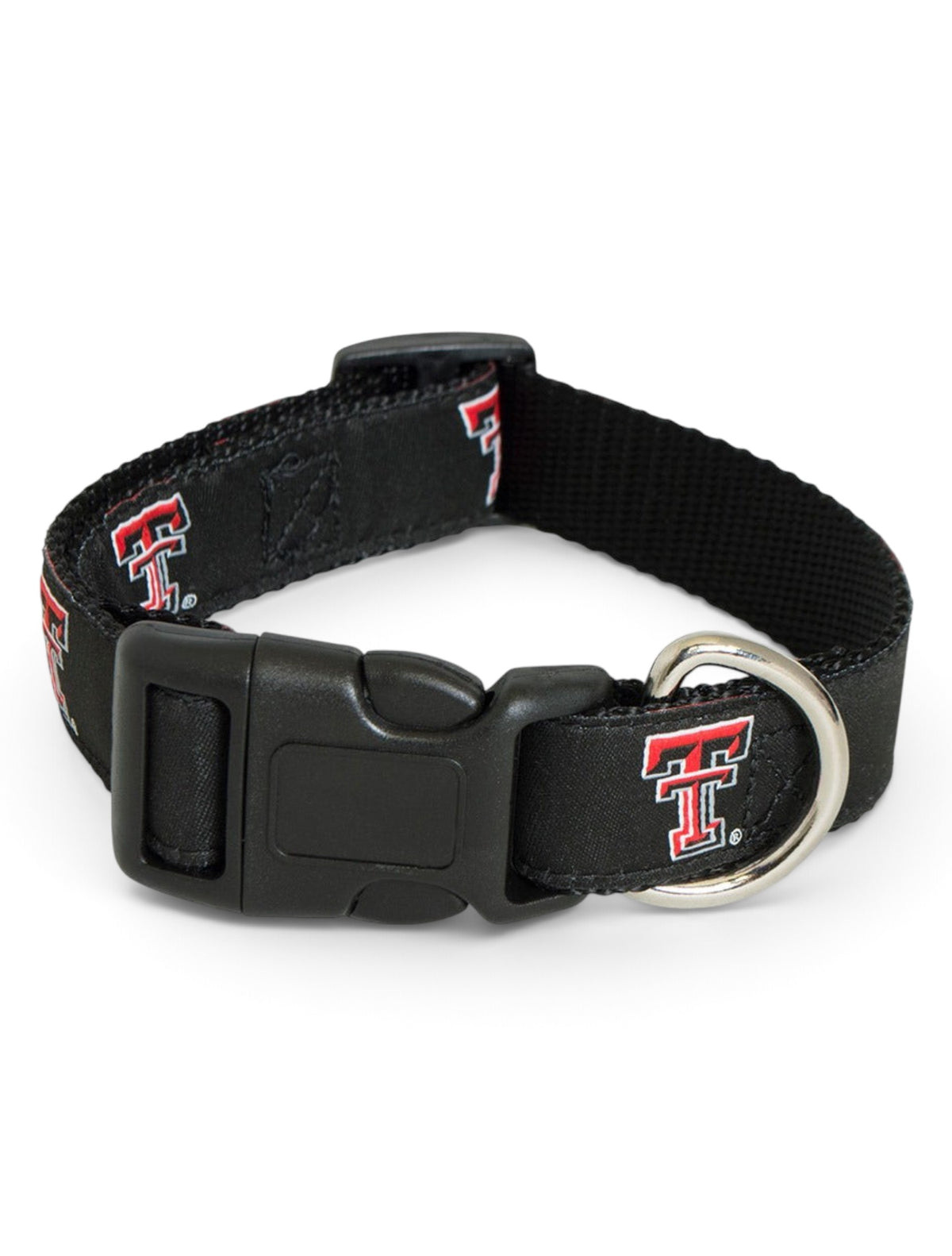 Texas Tech Double T on Black Dog Collar – Front view