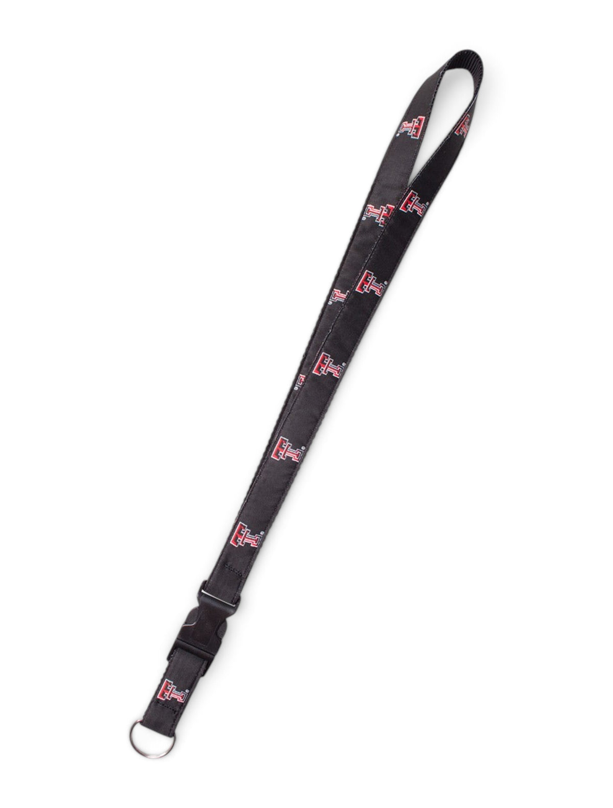 Texas Tech Double T on Black Lanyard – Detail