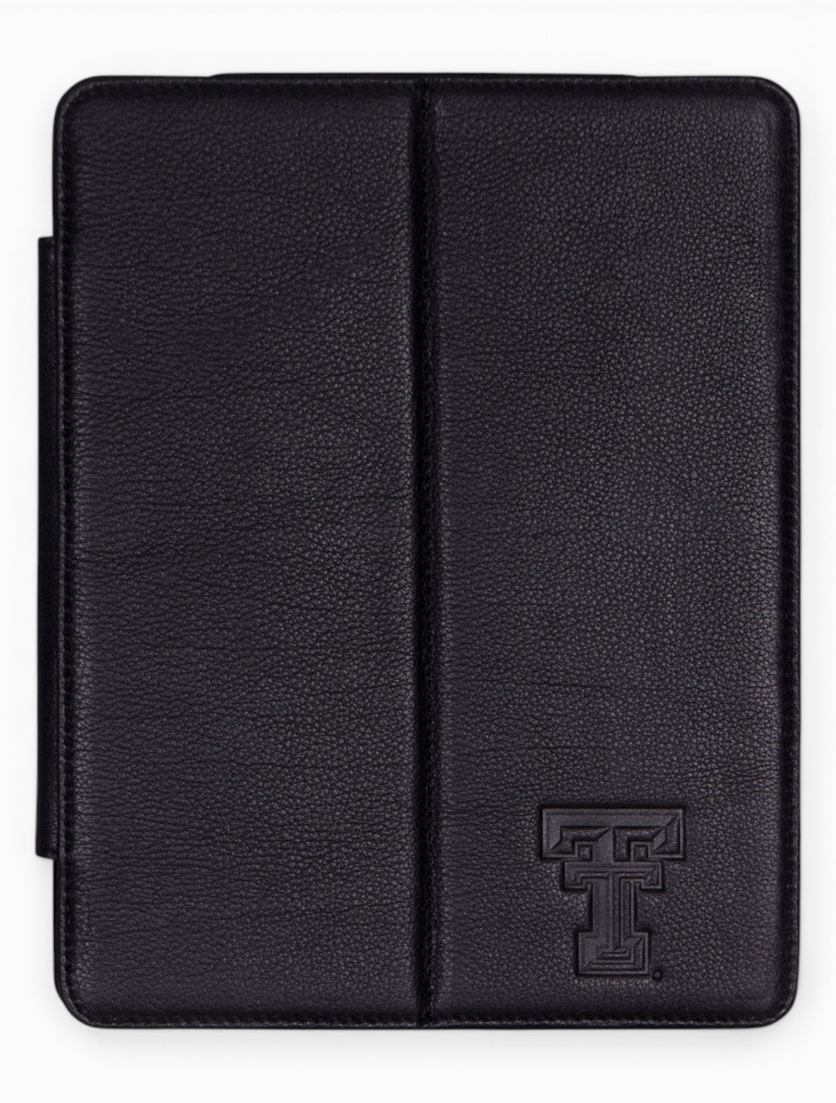 Texas Tech Double T on Black Leather iPad Cover – Front view