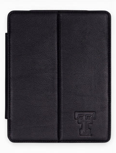 Texas Tech Double T on Black Leather iPad Cover – Front view