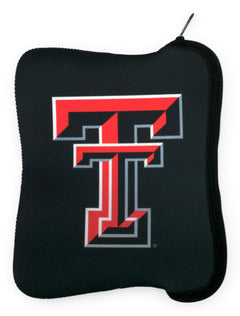 Texas Tech Double T on Black Neoprene Tablet Case – Front view