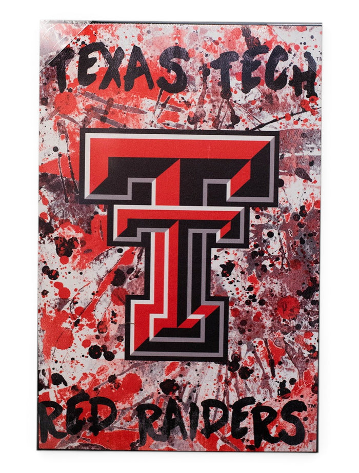 Texas Tech Double T on Graffiti Background Canvas 18 X 12 Print – Front view