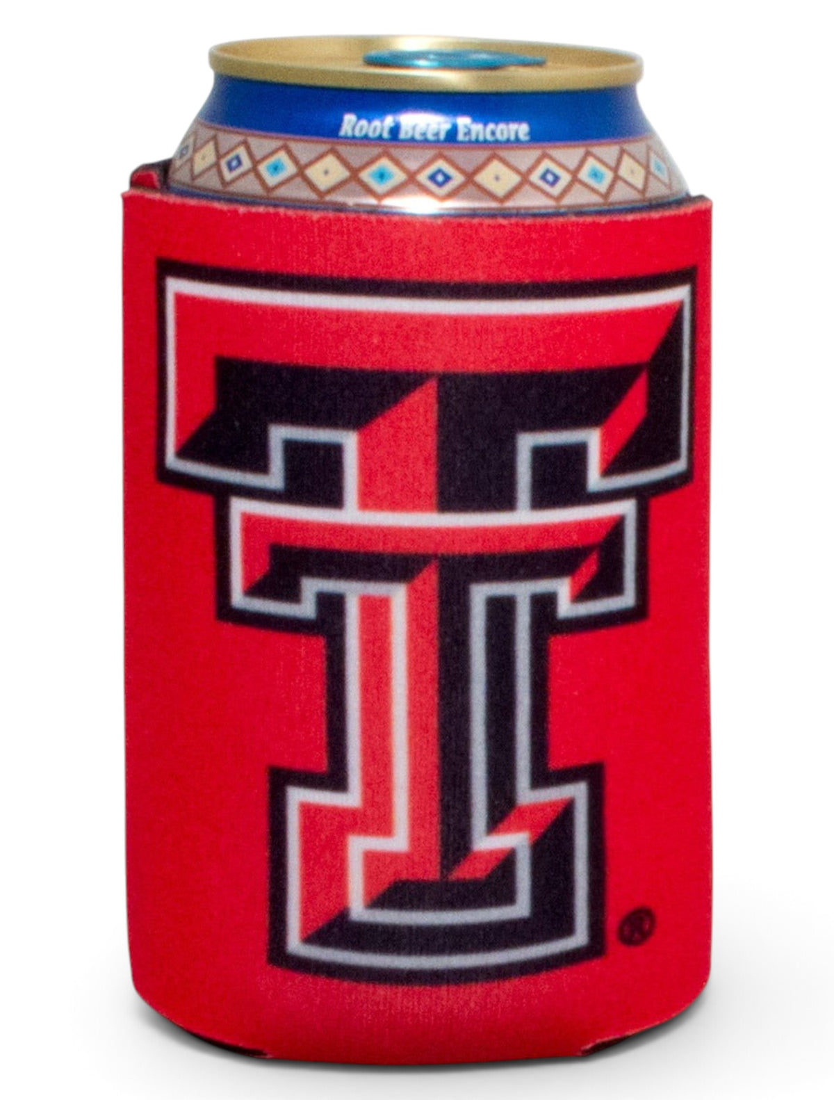 Texas Tech Double T on Red Can Cooler – Back view
